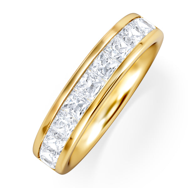 18K Gold Princess Diamond Half Eternity Ring 1.50CT G/VS